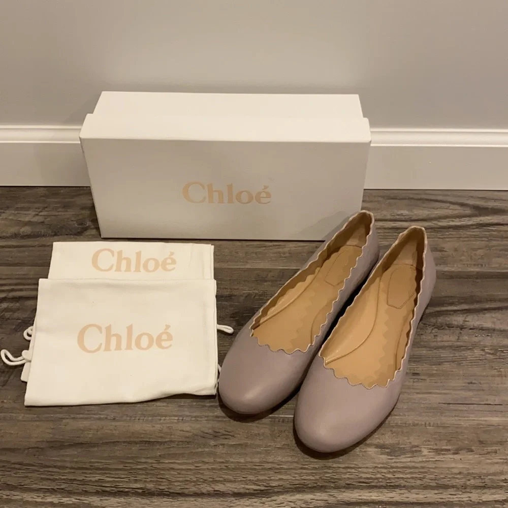 😍 Chloe Lauren Leather Ballet Flats Shoes NEW! - Picture 5 of 16